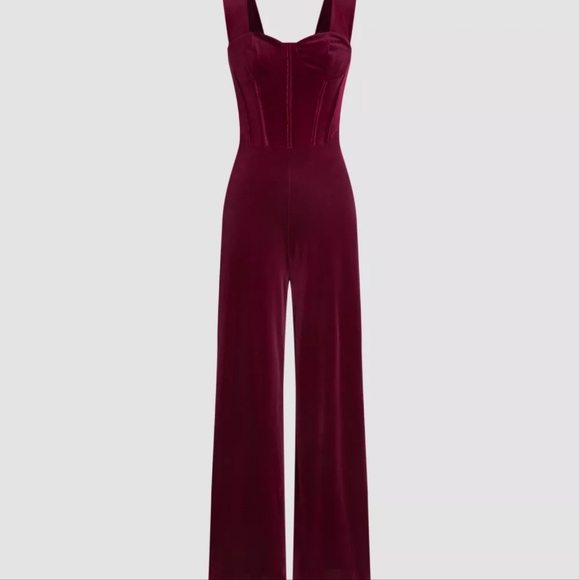 Velvet Dark Red Jumpsuit XL - Picture 2 of 8
